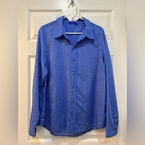 Fresh Produce Men's Button Down Shirt Blue Stripe Long Sleeve Cotton Casual 1X